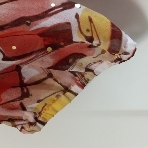 Women's C D Petites Tangerine Print Top Size Small - Picture 3 of 8